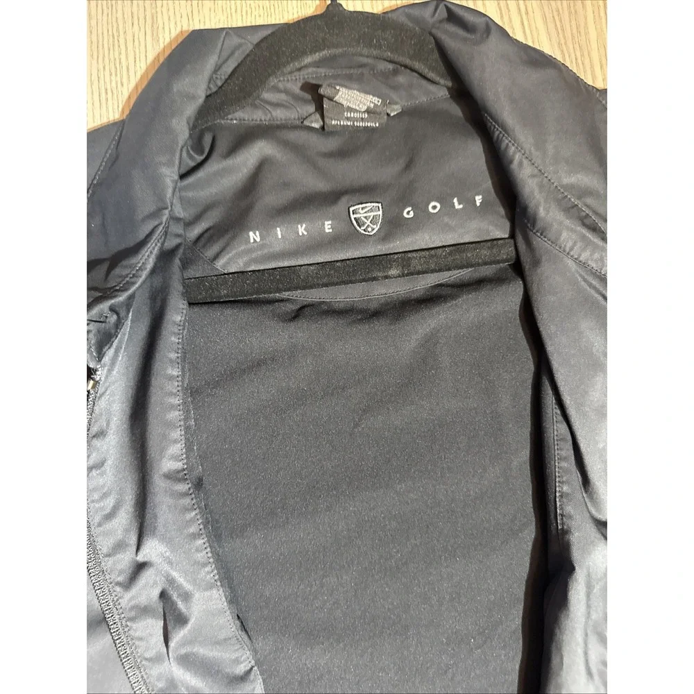 VTG Nike Golf Jacket XL Black Full Zip Y2K Windbreaker Shield Crest Embroidered